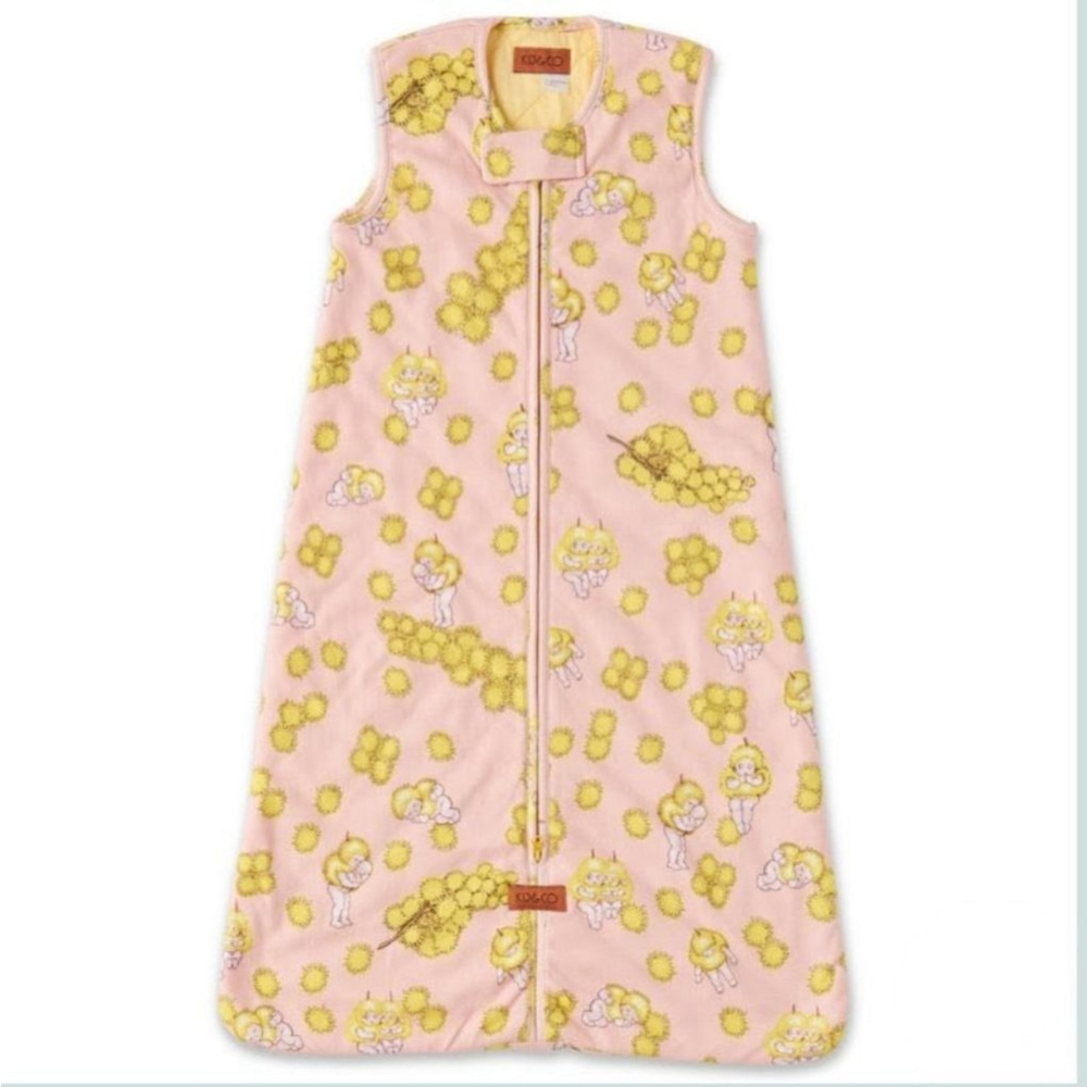 Kip&Co Pop and Oli Australia Baby Pink Yellow Patterned Sleep Sack Wattle Dance